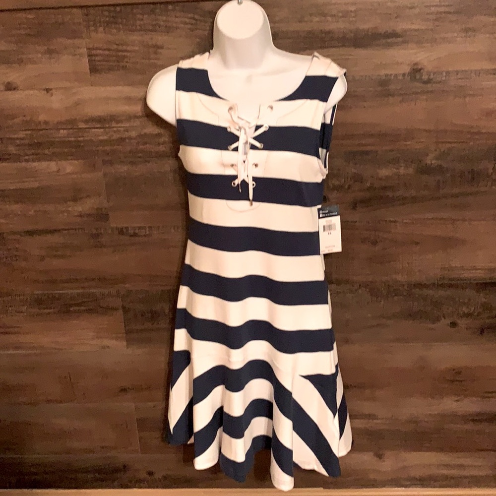 Chaps XS blue stripe sleeveless dress New